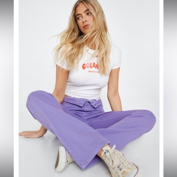 Lilac 90's Style Denim Puddle Jean - Picture 2 of 6